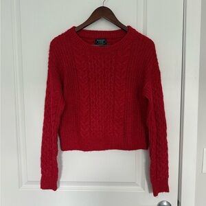 NEW Abercrombie&Fitch WOOL ALPACA blend Red Cable Knit Sweater XS Christmas